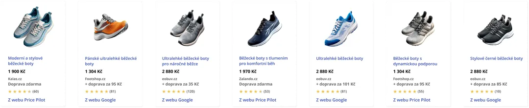 Ukázka produktů v Google Nákupech